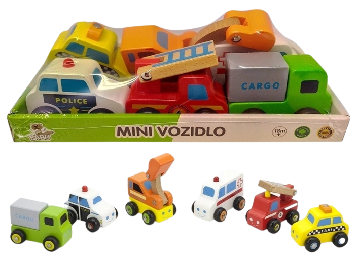 Babu mini vehículos de madera – set de 6 piezas