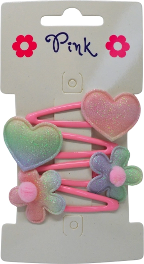 Horquillas para el pelo para niñas – flor y corazón, set de 4 uds.