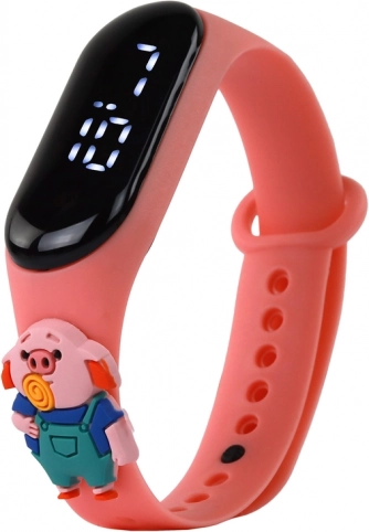 Reloj táctil Cerdito rosa con correa ajustable