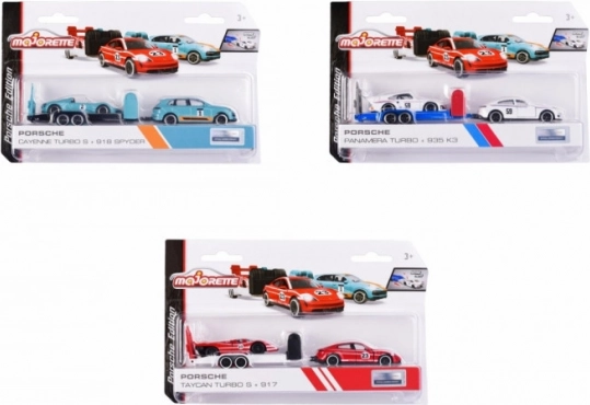 Majorette Porsche con remolque, mix de 3 variantes