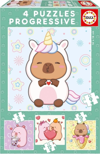 Puzzle EDUCA CapyFun 4 en 1 (6, 9, 12, 16 piezas)