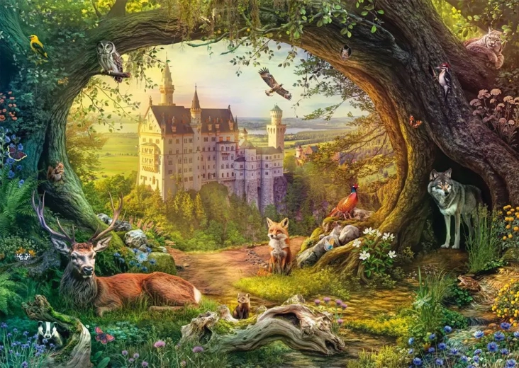 Puzzle castillo de cuento de hadas y bosque mágico 1000 piezas SCHMIDT