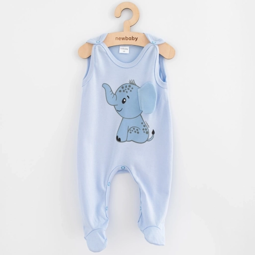 Pelele de algodón para bebé New Baby Happy Elephant azul 80 (9–12 meses)