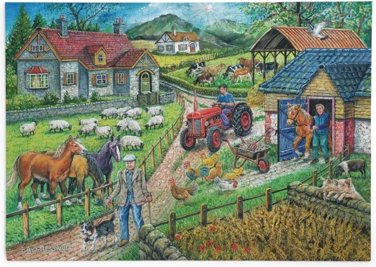 Puzzle Granja durante la cosecha de cebada, 250 piezas grandes