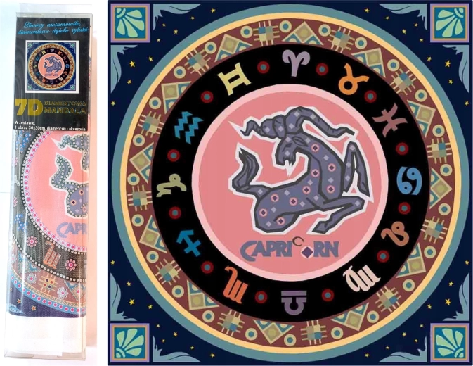 Pintura de diamantes 7D – signo del zodiaco Capricornio 30 × 30 cm