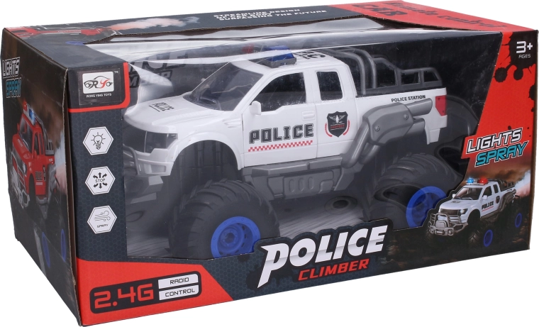 Coche de policía todoterreno RC con efectos de luz y humo 41,5 cm - 1 pieza
