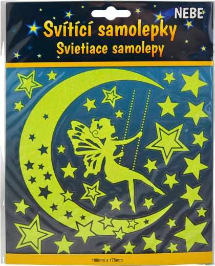 Pegatinas luminosas de estrellas y luna con hada
