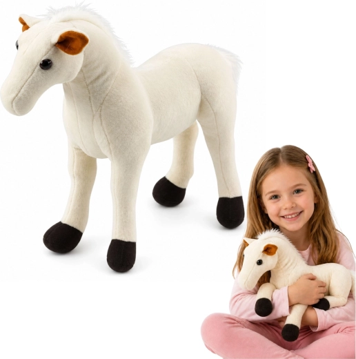 Caballo de peluche blanco 40 × 37 cm