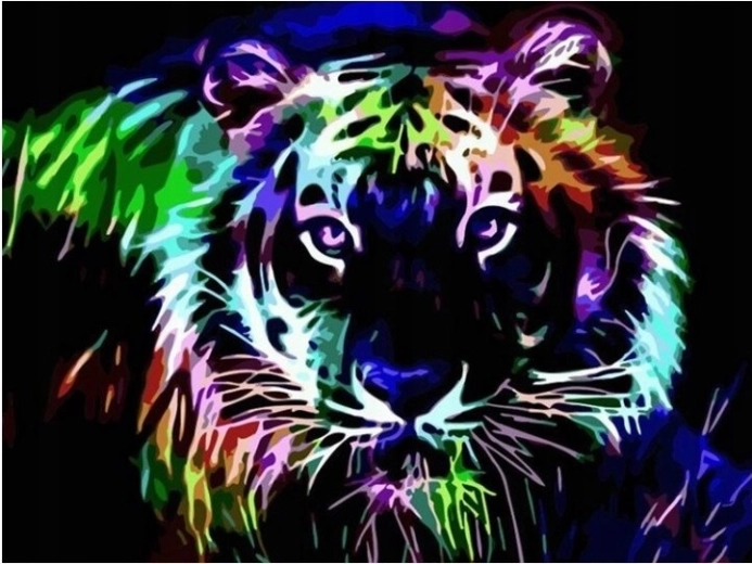 Pintura de diamantes Tigre neón 30 × 40 cm