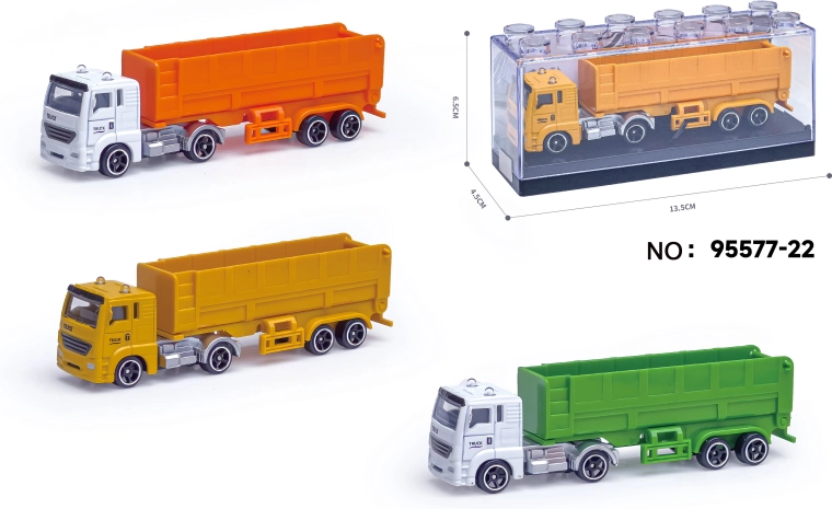 Modelo metálico de camión de basura con remolque 1:64