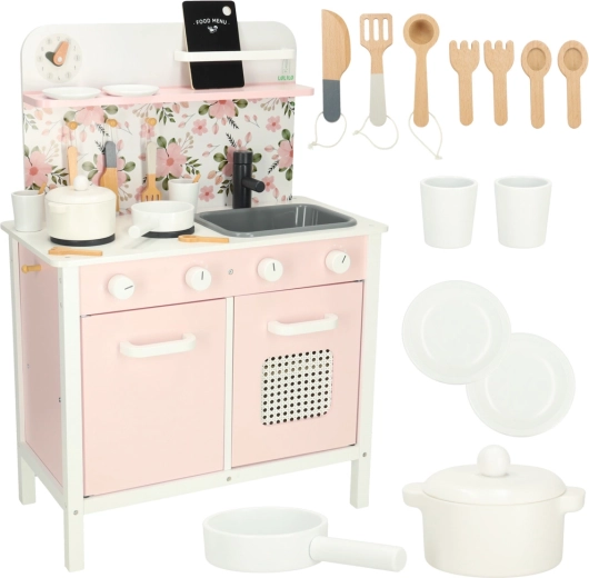 Cocina infantil de madera Lulilo Flora rosa