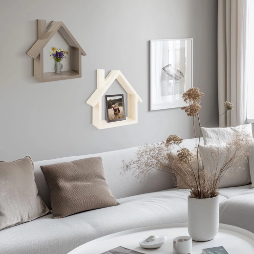 Estante decorativa de pared con forma de casita - 1 unidad