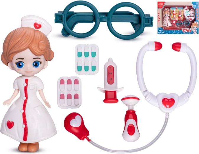 Muñeca doctora de 16 cm con accesorios