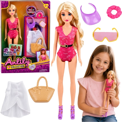 Muñeca de moda veraniega Anlily de playa con set de accesorios 30 cm