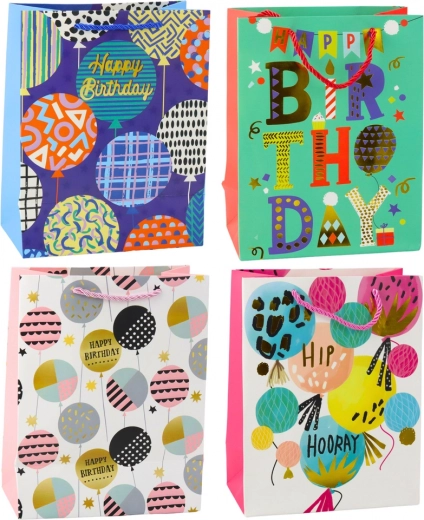 Bolsa de regalo de papel para cumpleaños 23 × 18 × 10,5 cm – motivos coloridos
