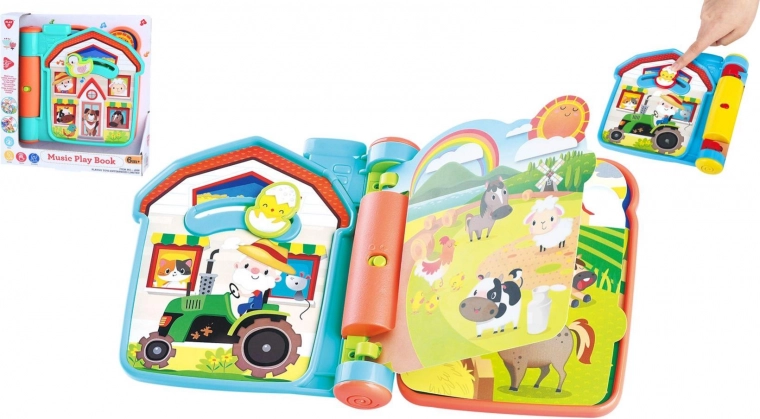 Libro de juego interactivo de granja con sonidos, de plástico, 6m+