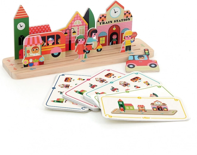 Vilac Juego de madera Construye bien. Ciudad