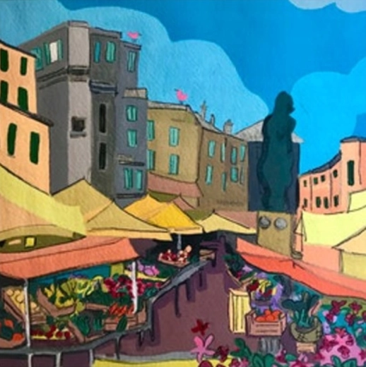 Pintura con diamantes Mercado 30 × 40 cm