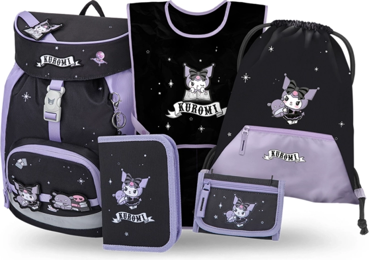 Set escolar Baagl Airy Kuromi Fortune dream – mochila, estuche, bolsa, delantal y monedero (GRS)