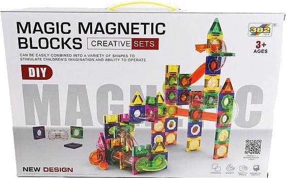 Juego de construcción magnético con pista de canicas, 160 piezas