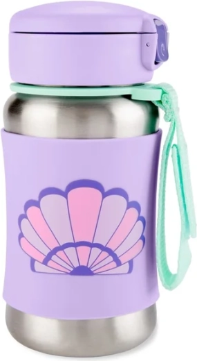 Skip Hop Spark Style botella de acero inoxidable con pajita concha 350 ml