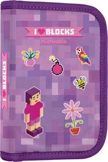 Estuche escolar de 1 piso con 2 solapas Playworld Girl, vacío