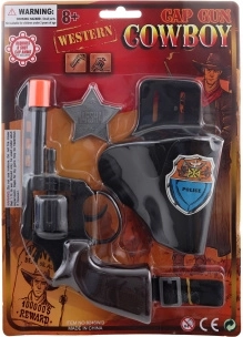 Pistola infantil de cápsulas con funda y placa