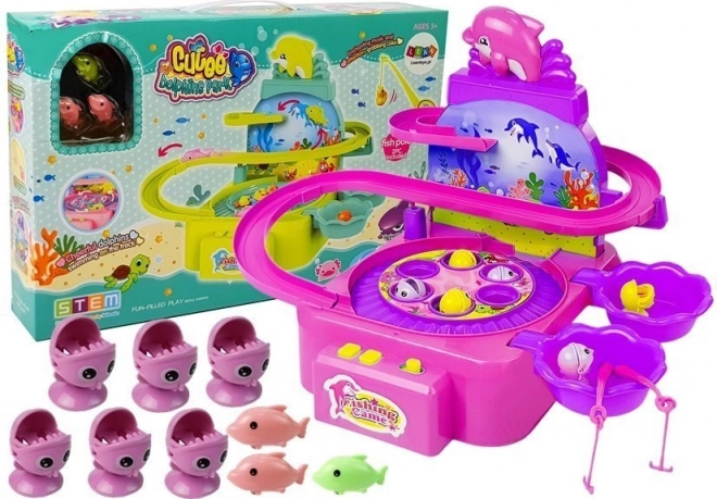 Juego rosa de pesca de pececitos con efectos de sonido