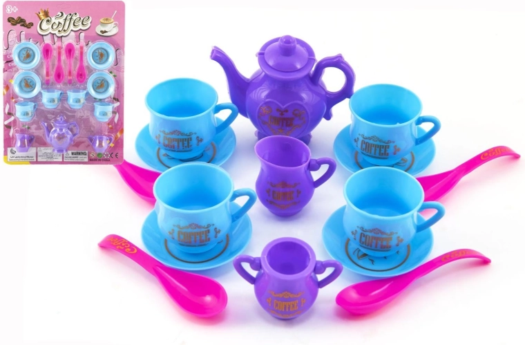 Set de café y té de plástico para niños, 15 piezas