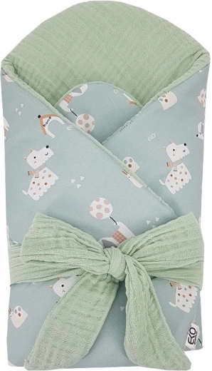 Pañalera envolvente de muselina EKO con inserto de coco extraíble dogs mint 75 × 75 cm