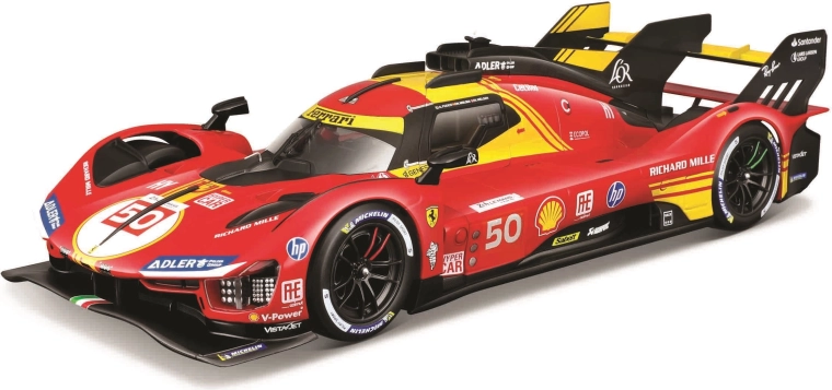 Bburago 1:18 Ferrari 499P LMH n.º 50 24h Le Mans campeón 2024 en estuche protector