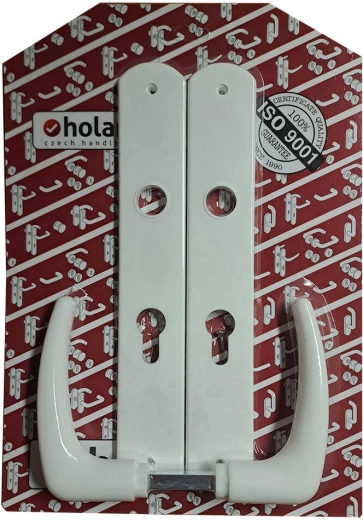 Manilla de puerta Klasik con placa XXL 72 mm, blanca de plástico