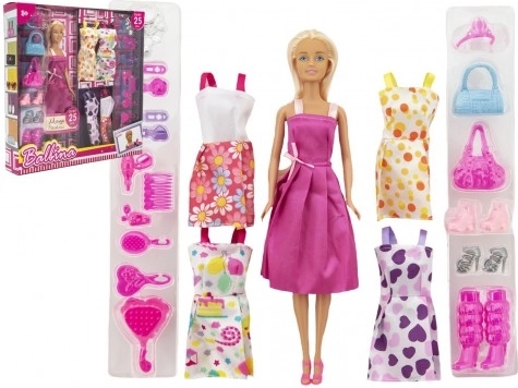 Muñeca modelo de plástico 30 cm con ropa y accesorios