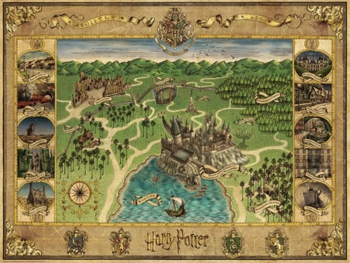 Puzzle HARRY POTTER mapa de Hogwarts 1500 piezas Ravensburger