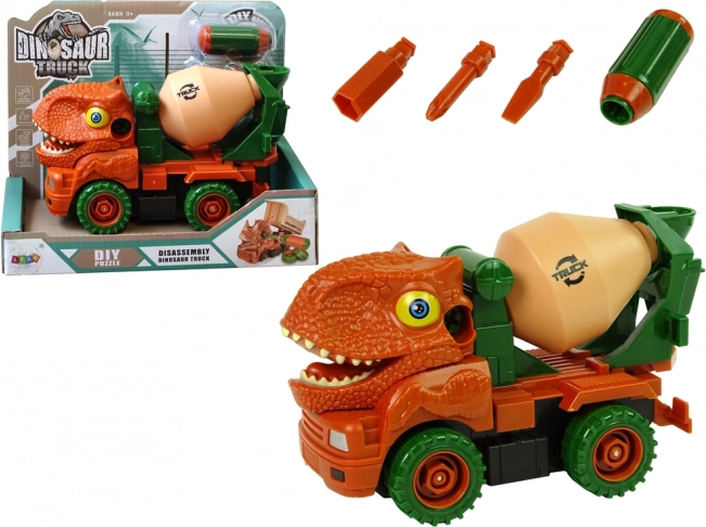 Hormigonera dinosaurio para desmontar – juguete de construcción naranja para niños