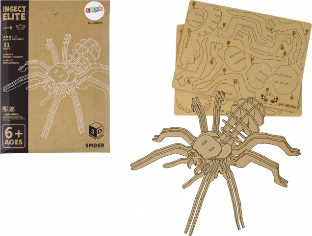 Puzzle 3D de madera araña – rompecabezas educativo, 31 piezas
