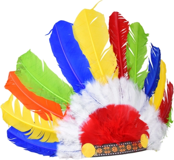 Colorida diadema infantil con plumas (pluma) - 1 pieza