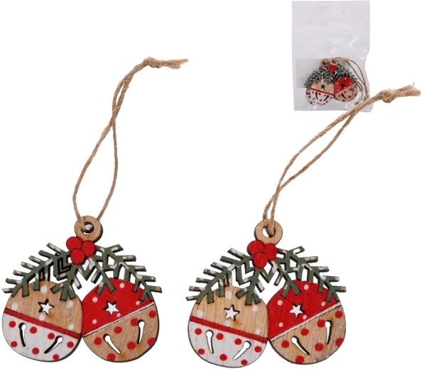 Cascabeles de madera colgantes beige (2 uds)