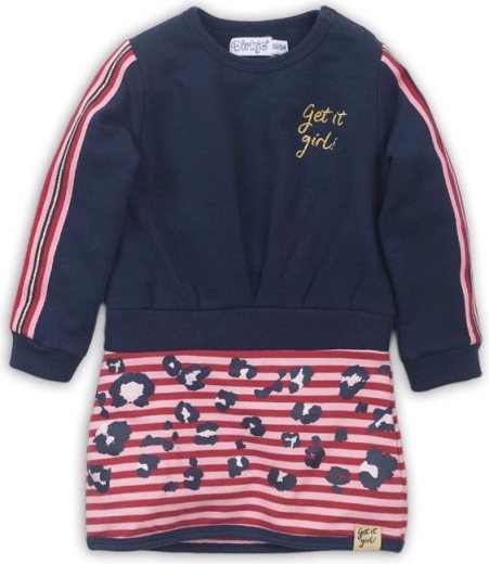 Vestido sudadera para niña Dirkje Get it girl! navy con falda a rayas