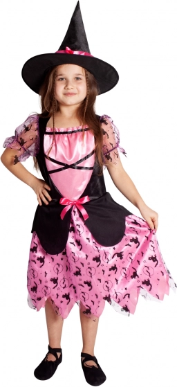 Disfraz infantil de bruja rosa M