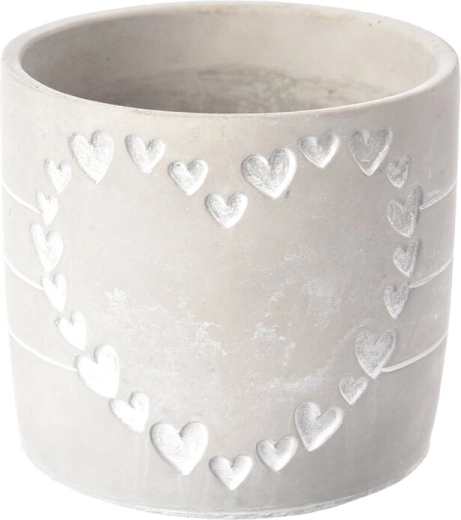 Maceta de hormigón en forma de corazón, gris
