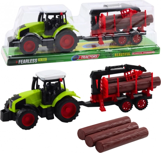 Tractor con remolque HDS para transporte de madera – juguete de plástico