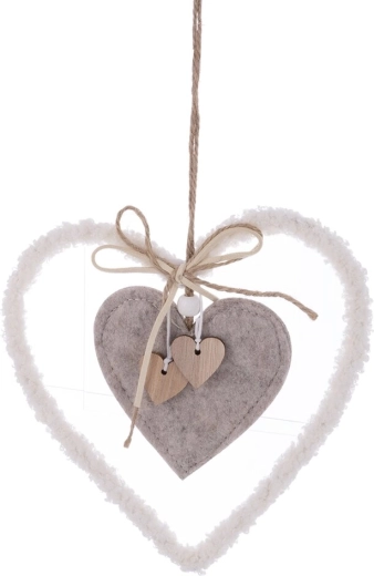 Corazón colgante de tela blanco