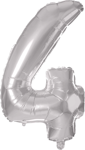 Globo de foil número 4 30 cm plateado TORO