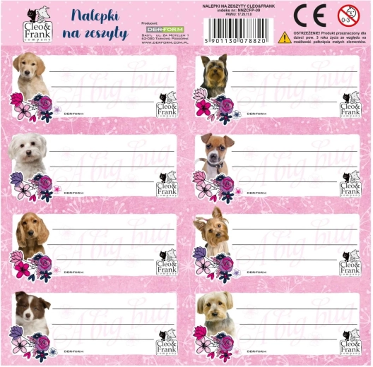 Derform hoja de pegatinas para cuadernos perritos 8 uds - 1 unidad
