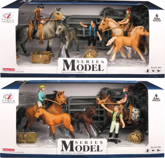 Animales de granja – set de caballos con jinete y accesorios