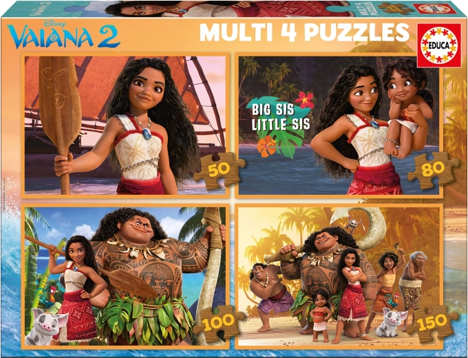 Puzzle EDUCA Vaiana 2 – set 4 en 1 (50, 80, 100, 150 piezas)