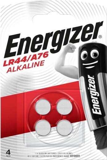 Pilas de botón alcalinas ENERGIZER A76 LR44 1,5 V, 150 mAh, 4 uds