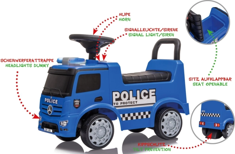 Correpasillos infantil Mercedes-Benz Antos Police 2 en 1