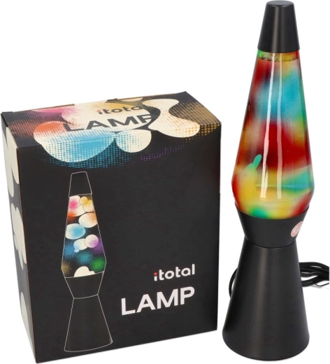 Lámpara de lava arcoíris con base negra